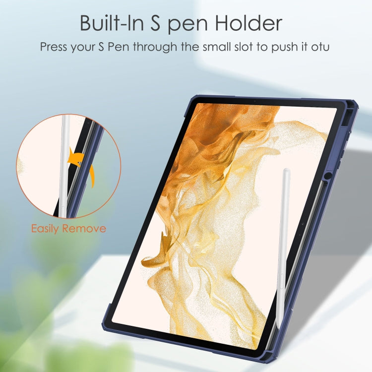 For Samsung Galaxy Tab S8+ Three-fold Transparent TPU Smart Leather Tablet Case