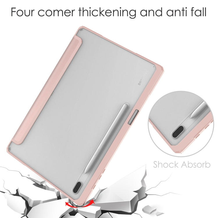 For Samsung Galaxy Tab S8+ Three-fold Transparent TPU Smart Leather Tablet Case