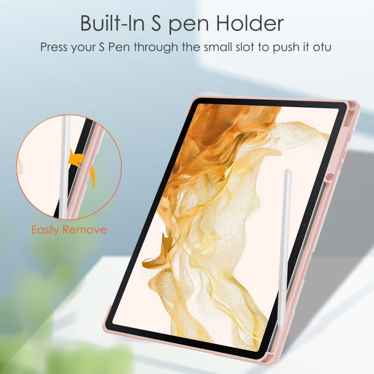 For Samsung Galaxy Tab S8+ Three-fold Transparent TPU Smart Leather Tablet Case