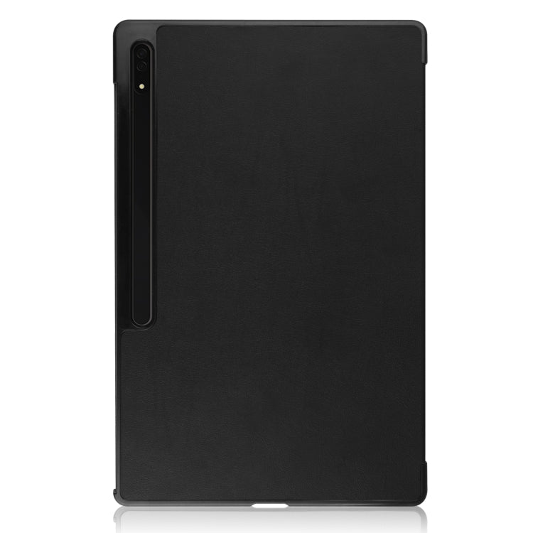 For Samsung Galaxy Tab S8 Ultra Three-folding Holder Custer Texture Leather Tablet Case