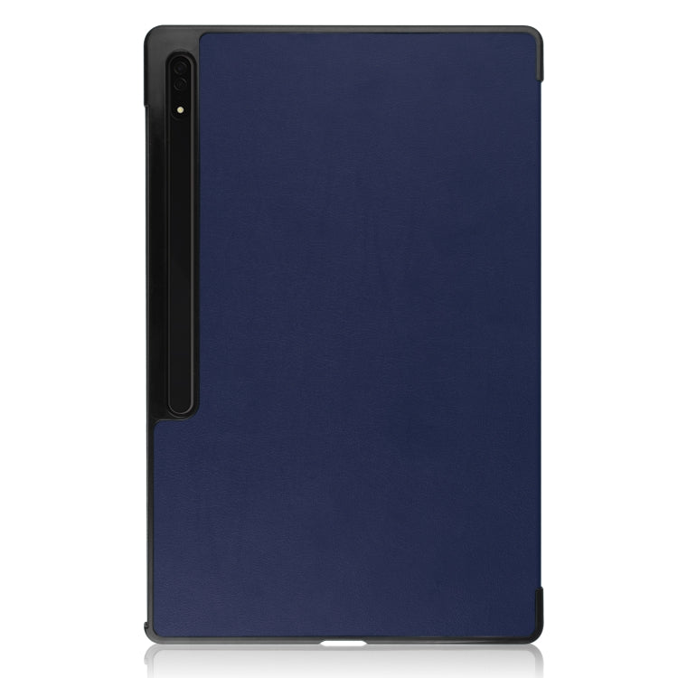 For Samsung Galaxy Tab S8 Ultra Three-folding Holder Custer Texture Leather Tablet Case