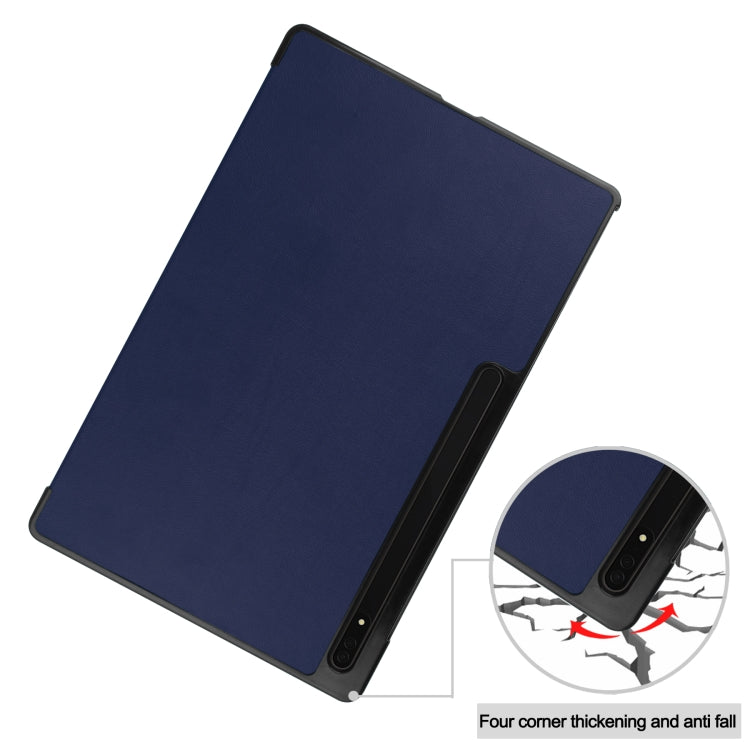 For Samsung Galaxy Tab S8 Ultra Three-folding Holder Custer Texture Leather Tablet Case