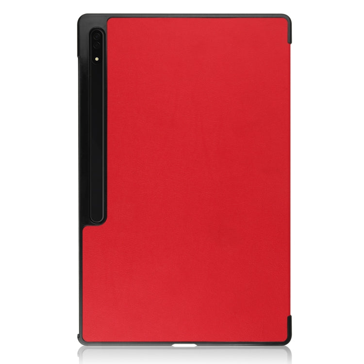 For Samsung Galaxy Tab S8 Ultra Three-folding Holder Custer Texture Leather Tablet Case