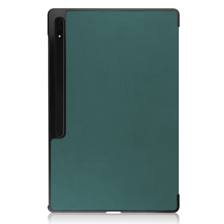 For Samsung Galaxy Tab S8 Ultra Three-folding Holder Custer Texture Leather Tablet Case