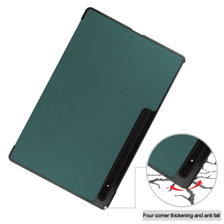 For Samsung Galaxy Tab S8 Ultra Three-folding Holder Custer Texture Leather Tablet Case