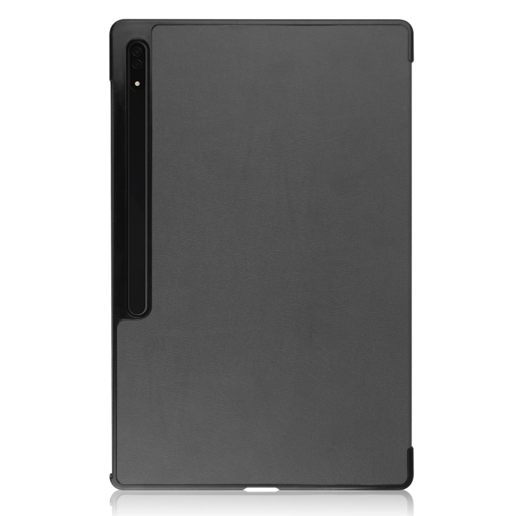 For Samsung Galaxy Tab S8 Ultra Three-folding Holder Custer Texture Leather Tablet Case