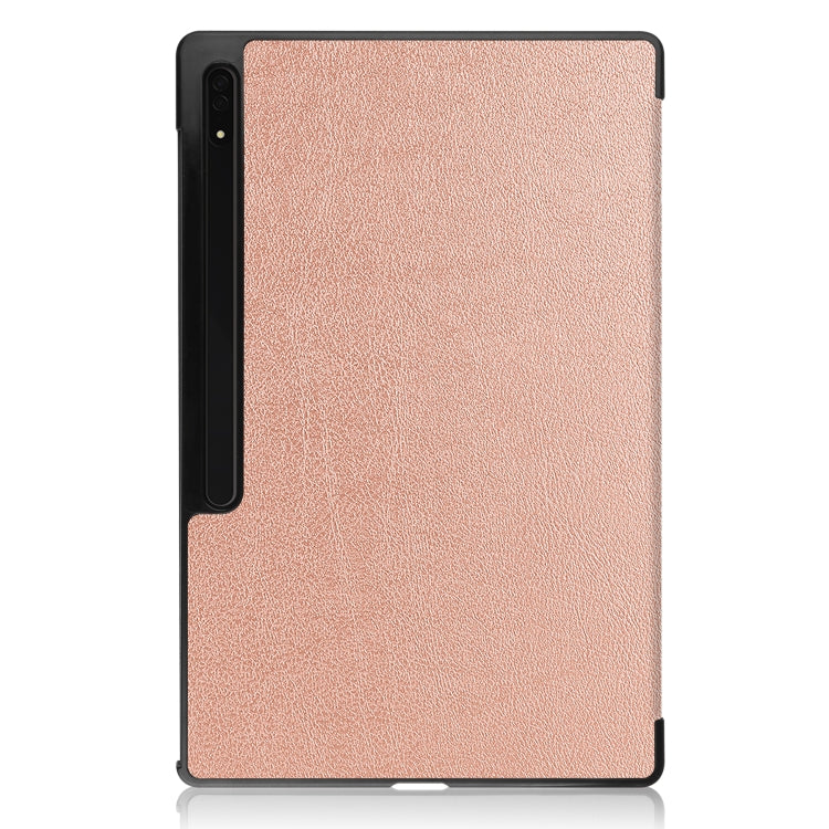 For Samsung Galaxy Tab S8 Ultra Three-folding Holder Custer Texture Leather Tablet Case