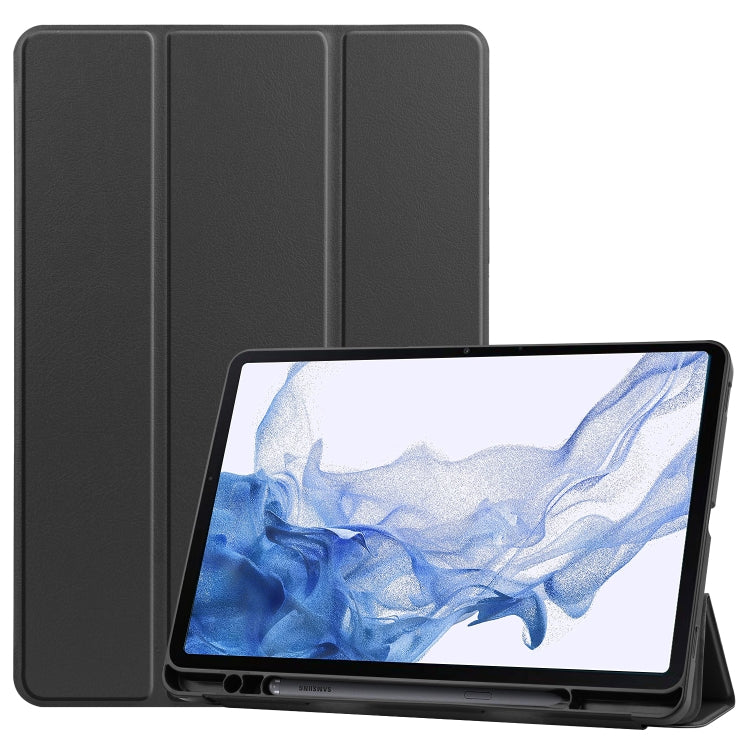 For Samsung Galaxy Tab S8 Three-folding Holder TPU Smart Leather Tablet Case