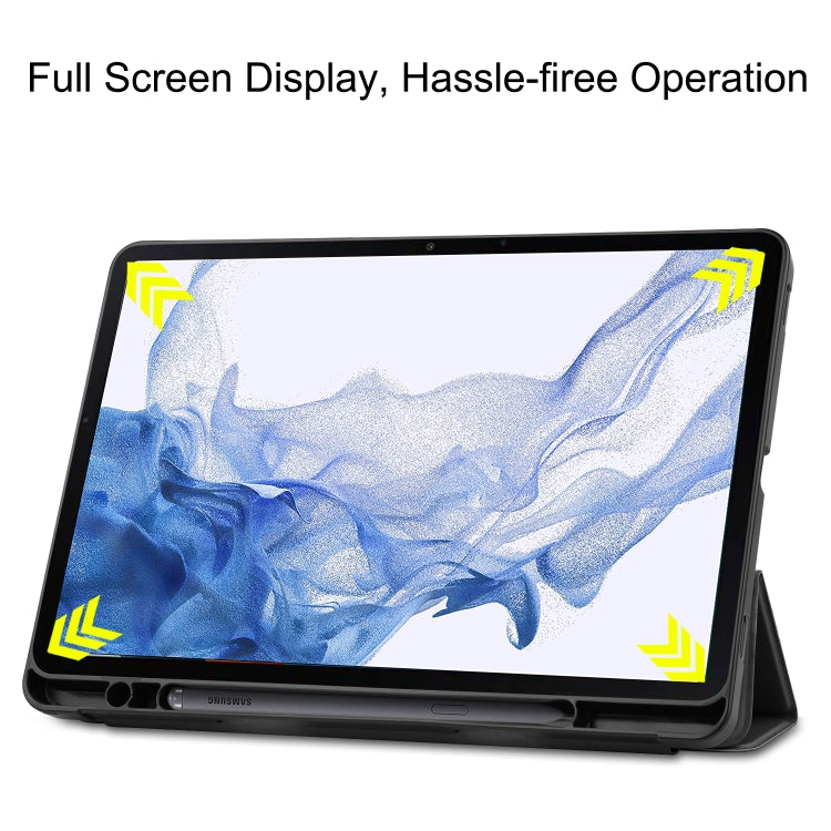 For Samsung Galaxy Tab S8 Three-folding Holder TPU Smart Leather Tablet Case