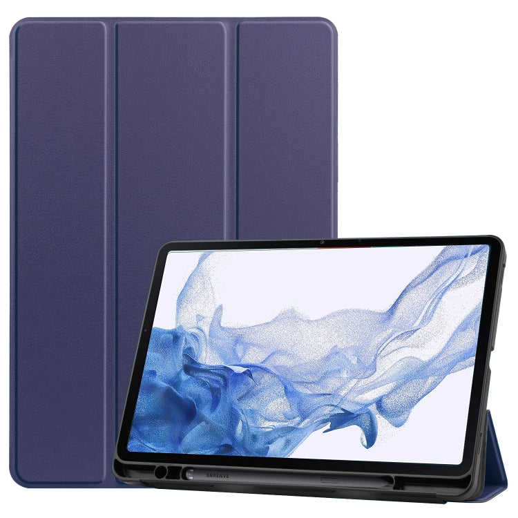 For Samsung Galaxy Tab S8 Three-folding Holder TPU Smart Leather Tablet Case