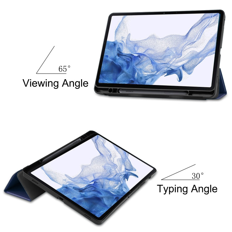 For Samsung Galaxy Tab S8 Three-folding Holder TPU Smart Leather Tablet Case