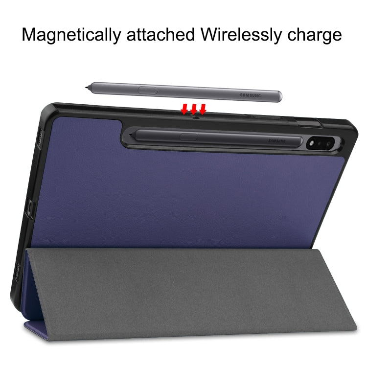 For Samsung Galaxy Tab S8 Three-folding Holder TPU Smart Leather Tablet Case