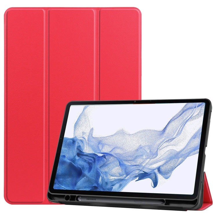 For Samsung Galaxy Tab S8 Three-folding Holder TPU Smart Leather Tablet Case