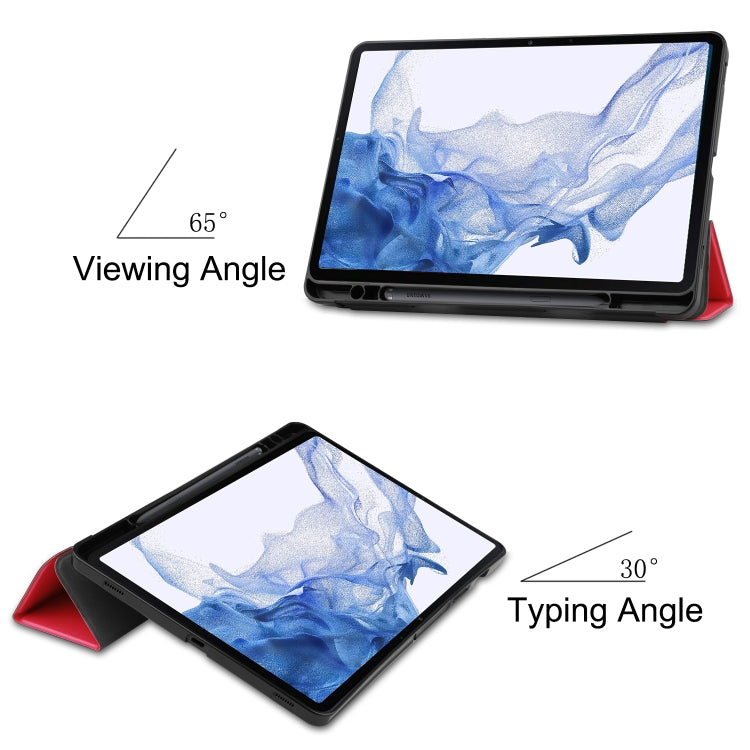 For Samsung Galaxy Tab S8 Three-folding Holder TPU Smart Leather Tablet Case