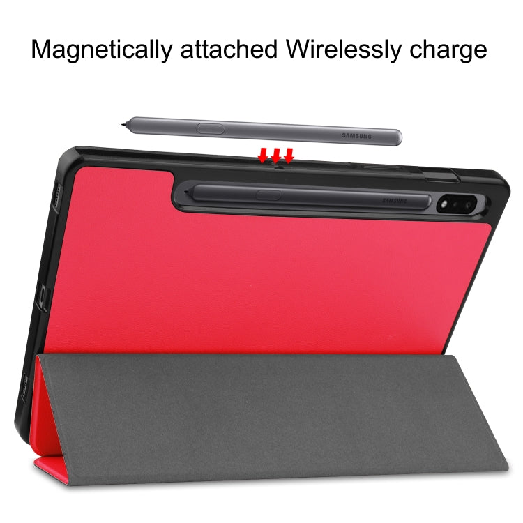 For Samsung Galaxy Tab S8 Three-folding Holder TPU Smart Leather Tablet Case