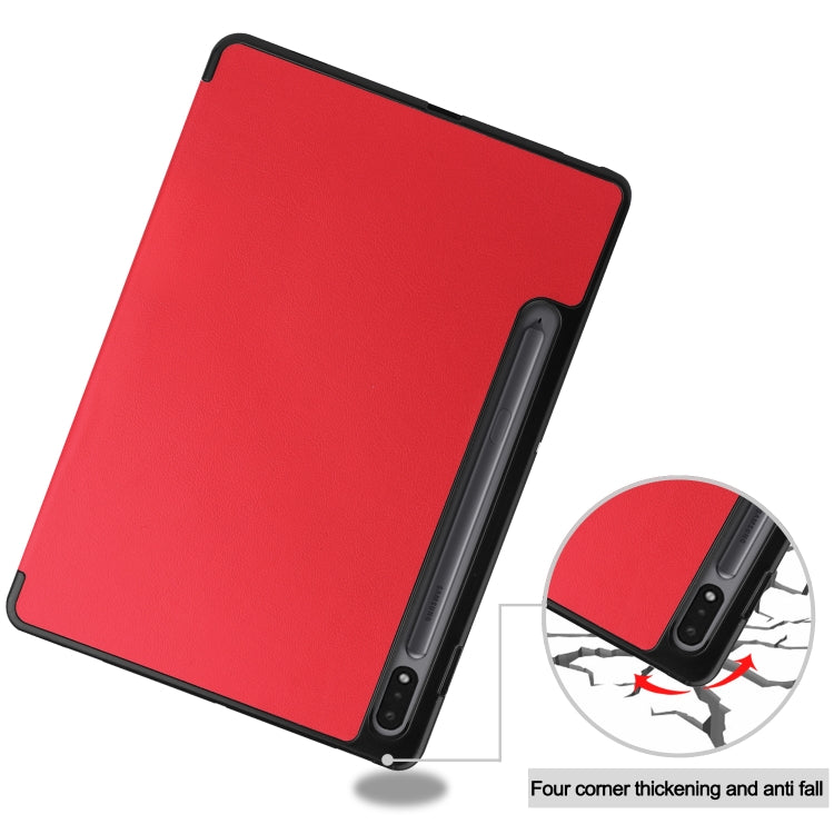 For Samsung Galaxy Tab S8 Three-folding Holder TPU Smart Leather Tablet Case