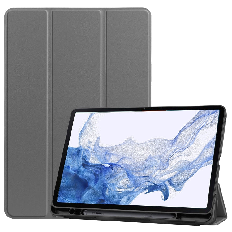 For Samsung Galaxy Tab S8 Three-folding Holder TPU Smart Leather Tablet Case