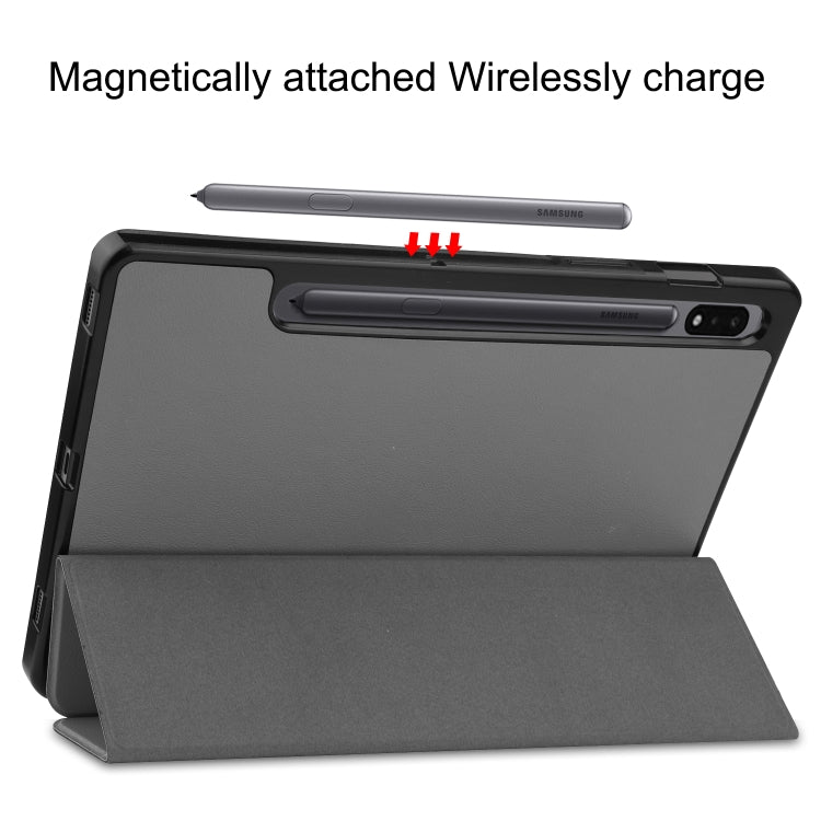 For Samsung Galaxy Tab S8 Three-folding Holder TPU Smart Leather Tablet Case