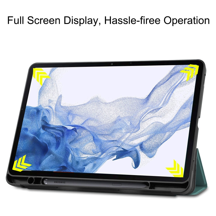 For Samsung Galaxy Tab S8 Three-folding Holder TPU Smart Leather Tablet Case