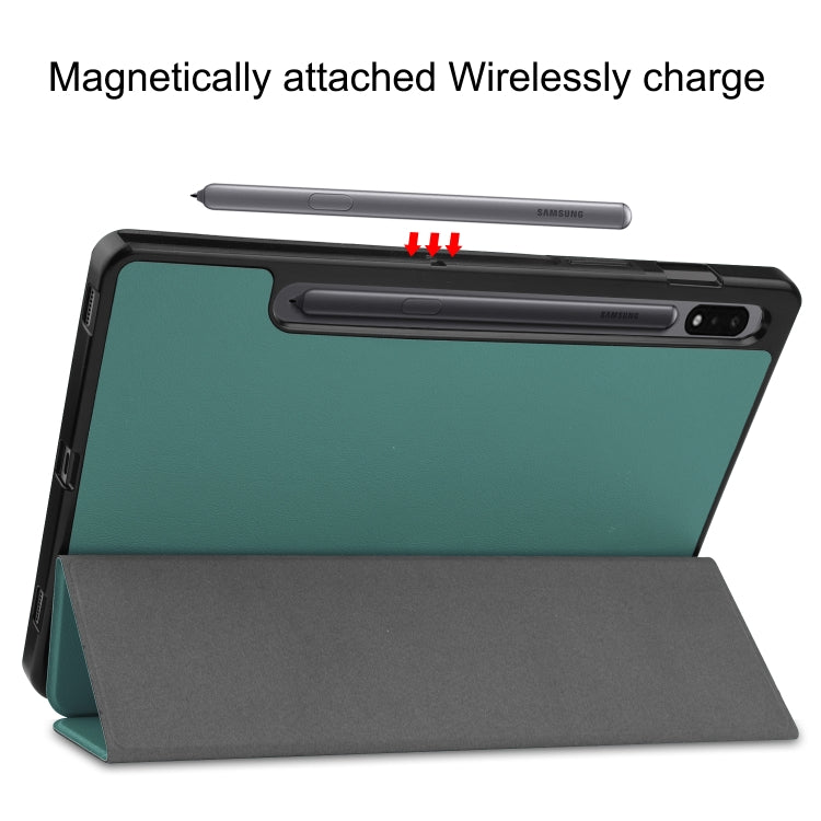 For Samsung Galaxy Tab S8 Three-folding Holder TPU Smart Leather Tablet Case