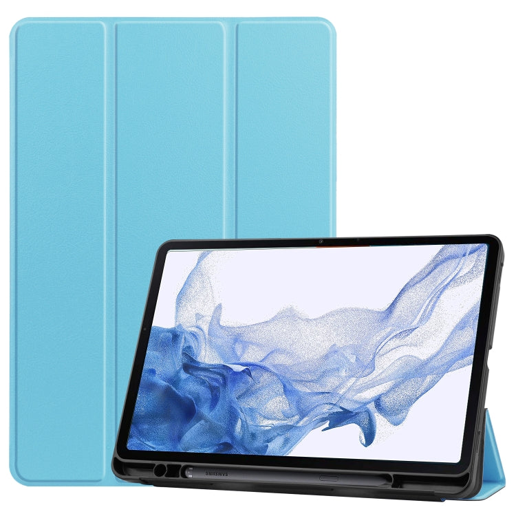 For Samsung Galaxy Tab S8 Three-folding Holder TPU Smart Leather Tablet Case