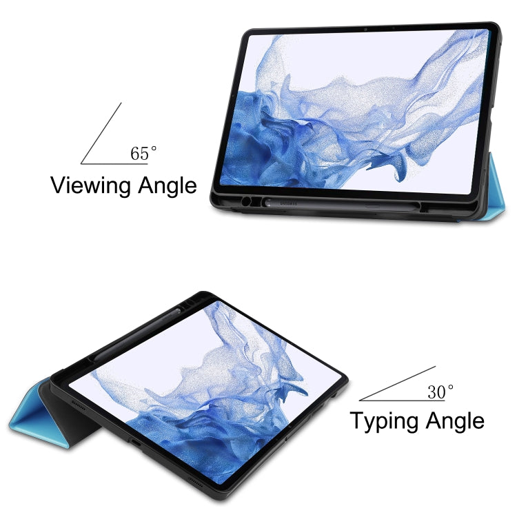 For Samsung Galaxy Tab S8 Three-folding Holder TPU Smart Leather Tablet Case