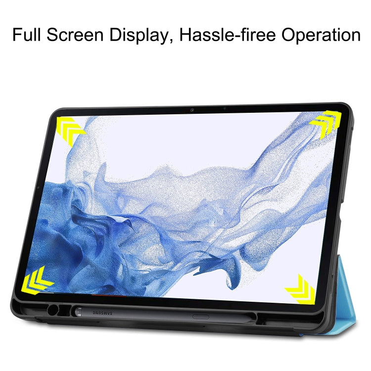For Samsung Galaxy Tab S8 Three-folding Holder TPU Smart Leather Tablet Case