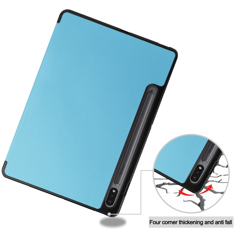 For Samsung Galaxy Tab S8 Three-folding Holder TPU Smart Leather Tablet Case