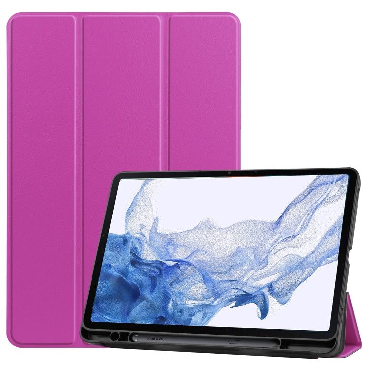 For Samsung Galaxy Tab S8 Three-folding Holder TPU Smart Leather Tablet Case