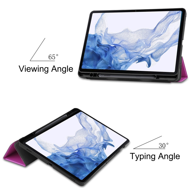 For Samsung Galaxy Tab S8 Three-folding Holder TPU Smart Leather Tablet Case