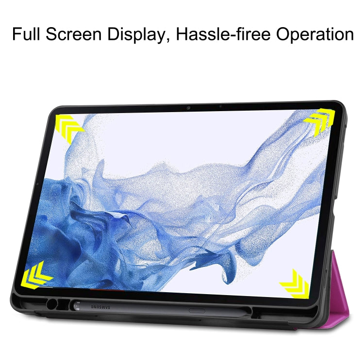 For Samsung Galaxy Tab S8 Three-folding Holder TPU Smart Leather Tablet Case