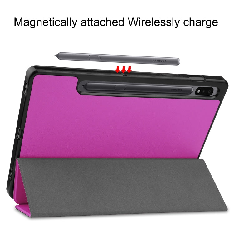 For Samsung Galaxy Tab S8 Three-folding Holder TPU Smart Leather Tablet Case