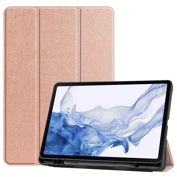 For Samsung Galaxy Tab S8 Three-folding Holder TPU Smart Leather Tablet Case