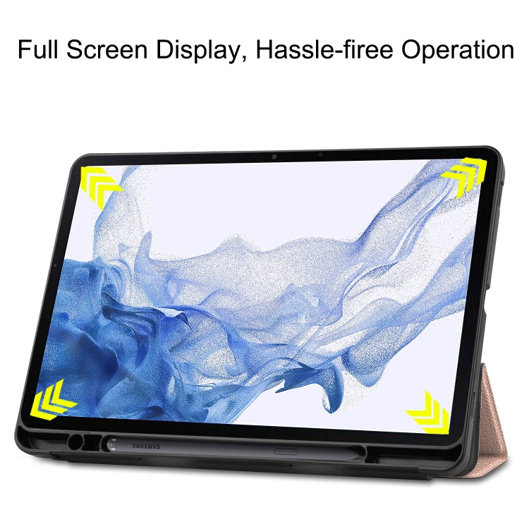 For Samsung Galaxy Tab S8 Three-folding Holder TPU Smart Leather Tablet Case