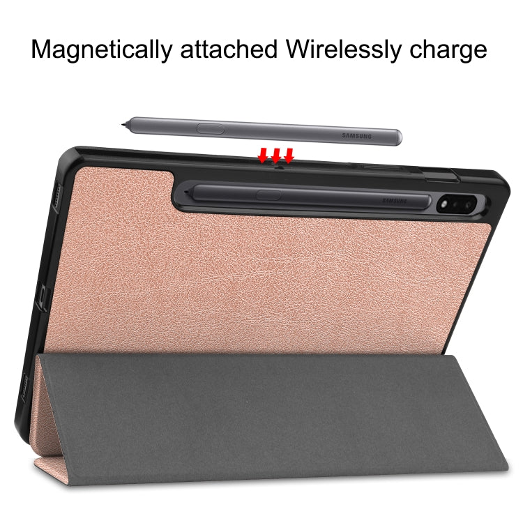 For Samsung Galaxy Tab S8 Three-folding Holder TPU Smart Leather Tablet Case
