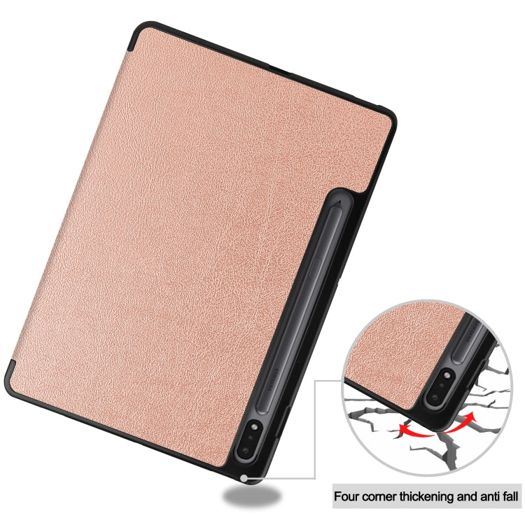 For Samsung Galaxy Tab S8 Three-folding Holder TPU Smart Leather Tablet Case