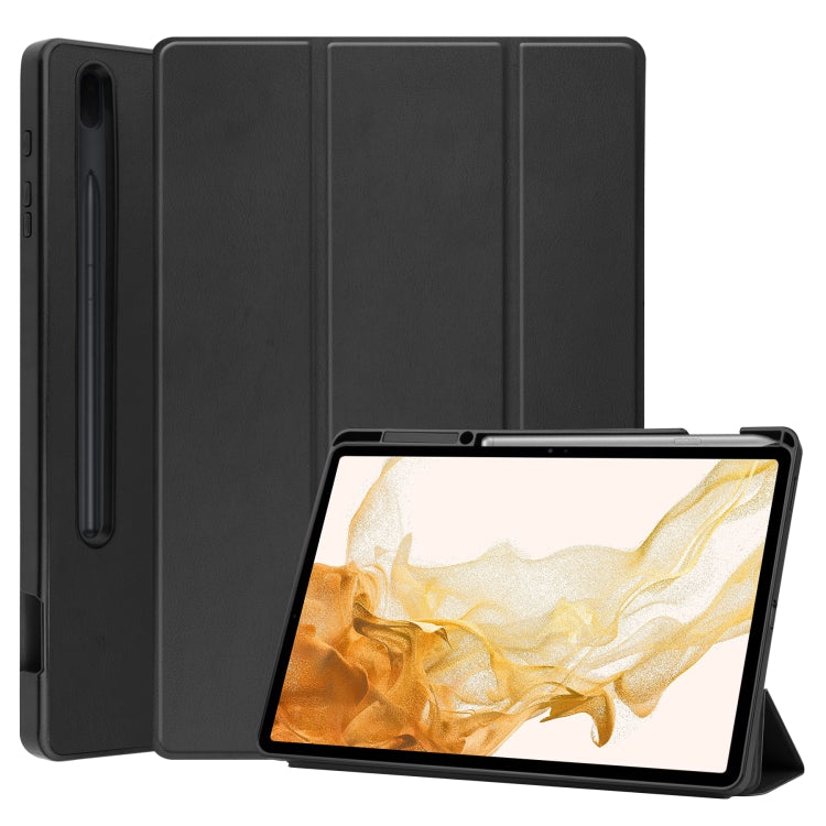 For Samsung Galaxy Tab S8+ Three-folding Holder TPU Smart Leather Tablet Case