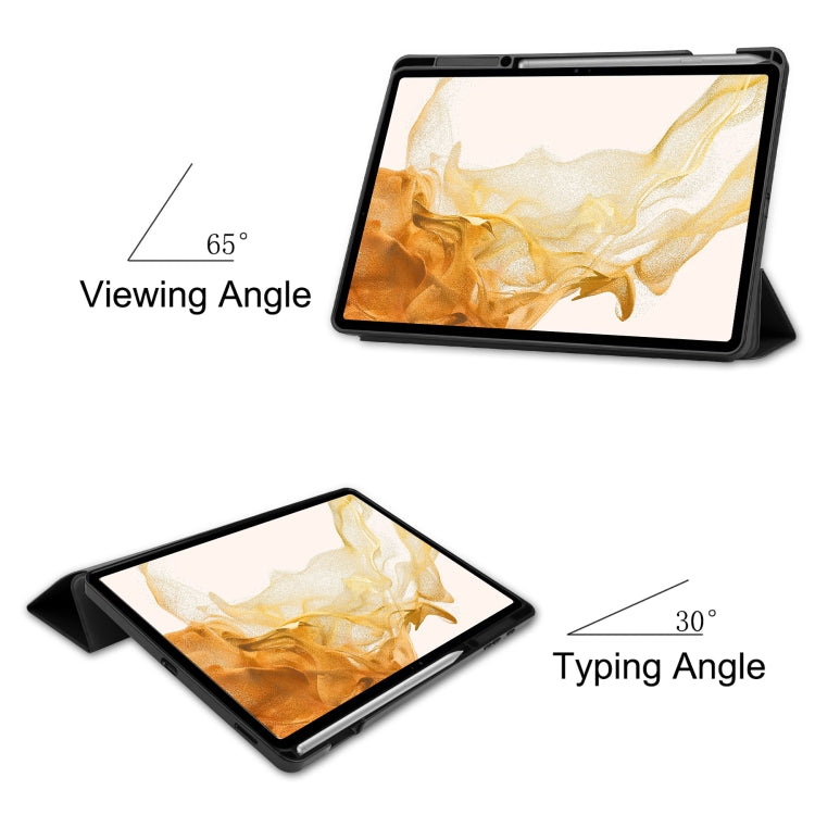 For Samsung Galaxy Tab S8+ Three-folding Holder TPU Smart Leather Tablet Case