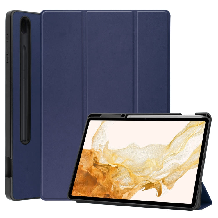 For Samsung Galaxy Tab S8+ Three-folding Holder TPU Smart Leather Tablet Case
