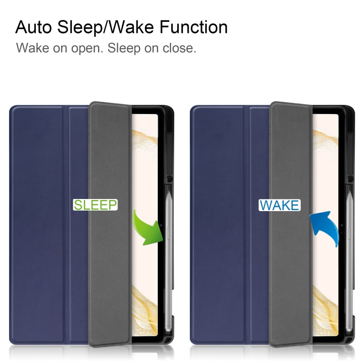 For Samsung Galaxy Tab S8+ Three-folding Holder TPU Smart Leather Tablet Case