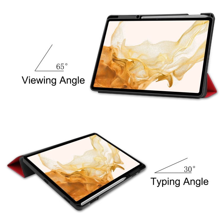 For Samsung Galaxy Tab S8+ Three-folding Holder TPU Smart Leather Tablet Case