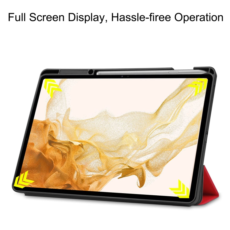 For Samsung Galaxy Tab S8+ Three-folding Holder TPU Smart Leather Tablet Case