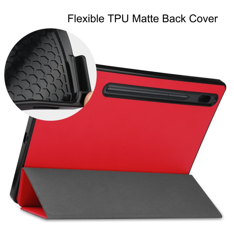 For Samsung Galaxy Tab S8+ Three-folding Holder TPU Smart Leather Tablet Case
