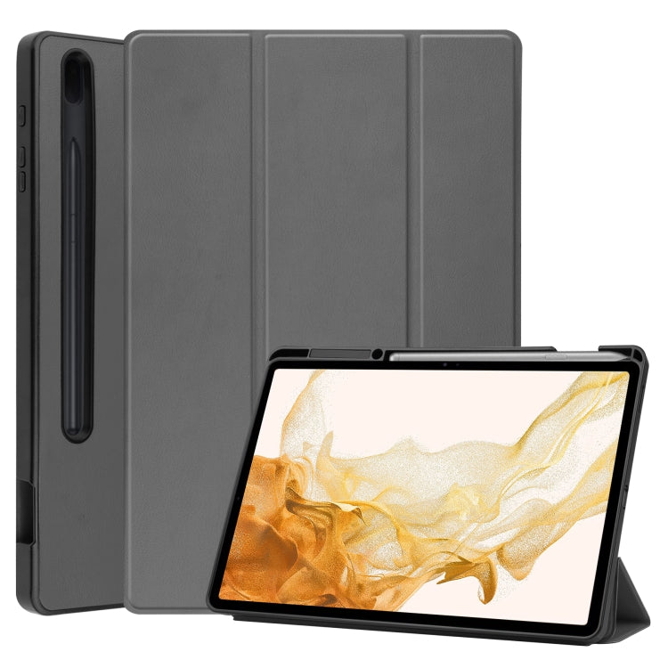 For Samsung Galaxy Tab S8+ Three-folding Holder TPU Smart Leather Tablet Case