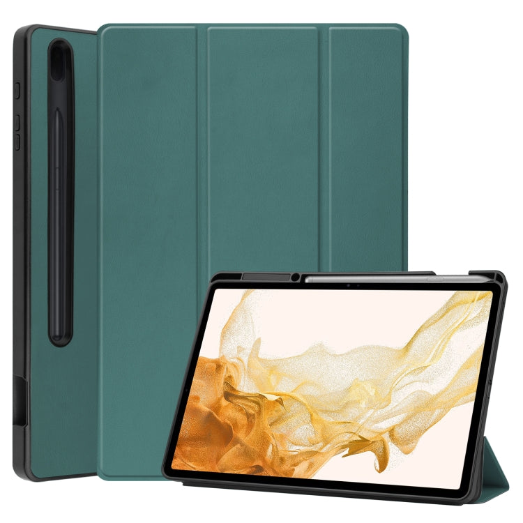 For Samsung Galaxy Tab S8+ Three-folding Holder TPU Smart Leather Tablet Case