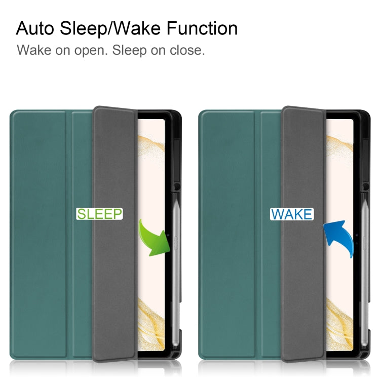 For Samsung Galaxy Tab S8+ Three-folding Holder TPU Smart Leather Tablet Case