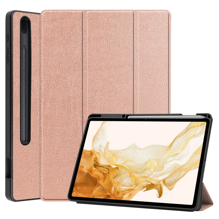 For Samsung Galaxy Tab S8+ Three-folding Holder TPU Smart Leather Tablet Case