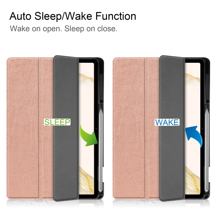 For Samsung Galaxy Tab S8+ Three-folding Holder TPU Smart Leather Tablet Case