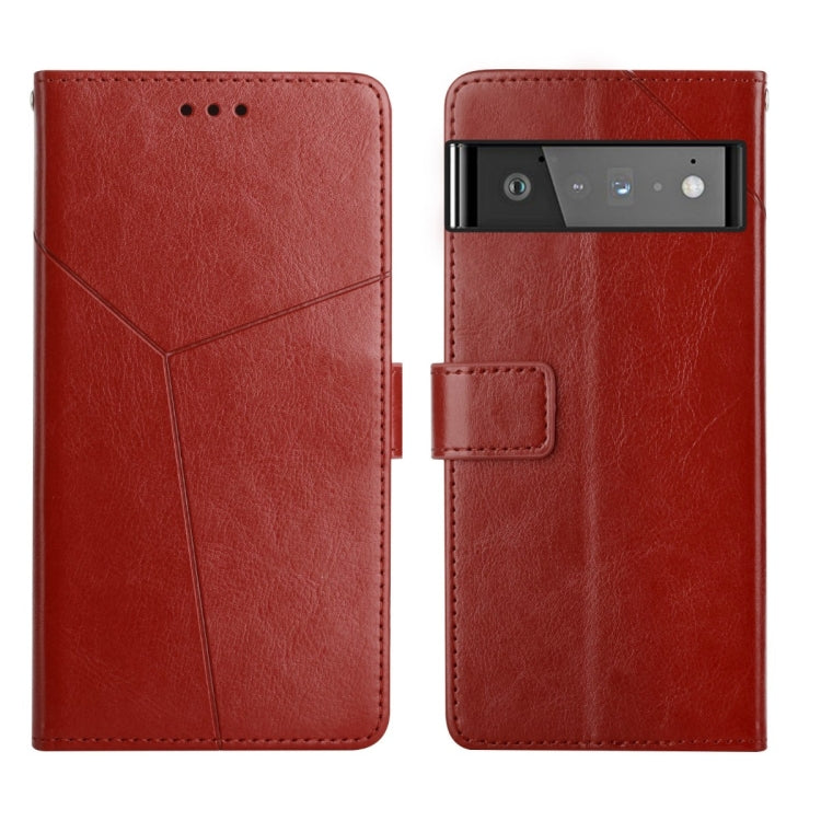 For Google Pixel 6 Pro Y Stitching Horizontal Flip Leather Phone Case