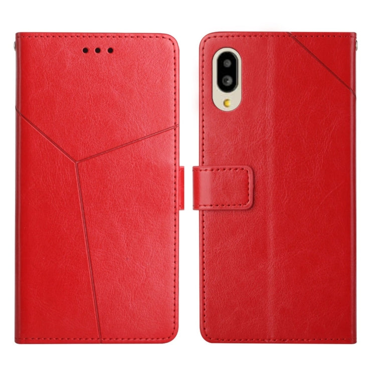 For Sharp Aquos / Simple Sumaho 6 Y Stitching Horizontal Flip Leather Phone Case